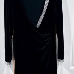 MSK Black Long Sleeve Dress with Silver Trim
